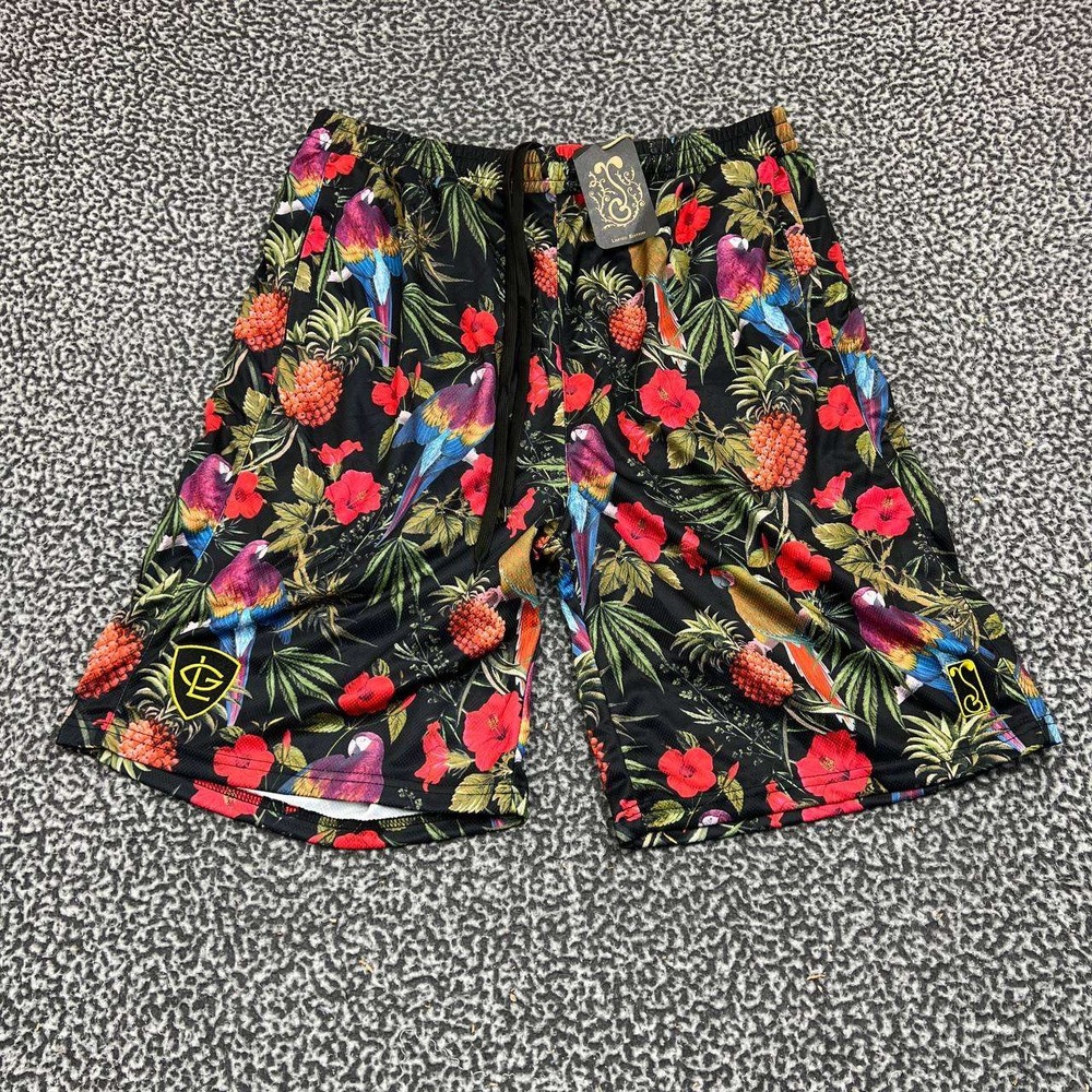 Greg Lutzka Athletic Shorts Men‎ Extra Large 34 Mesh Hawaiian Floral Grassroots
